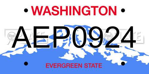 AEP0924 Washington License Plate