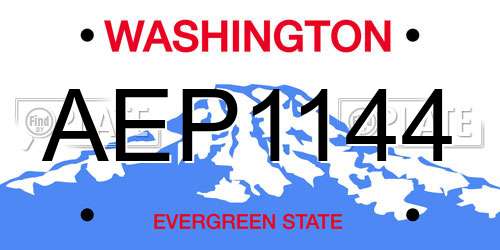 AEP1144 Washington License Plate