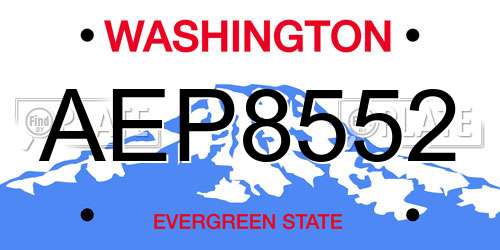 AEP8552 Washington License Plate