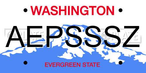 AEPSSSZ Washington License Plate