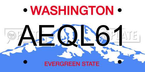 AEQL61 Washington License Plate