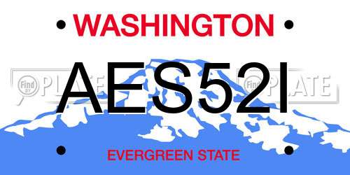 AES52I Washington License Plate