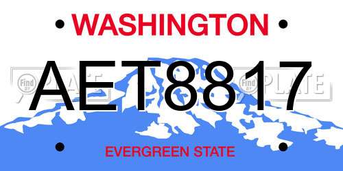 AET8817 Washington License Plate