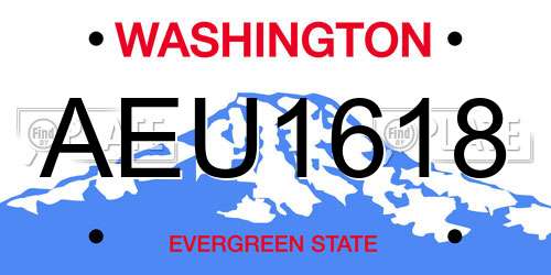 AEU1618 Washington License Plate