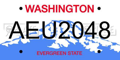 AEU2048 Washington License Plate