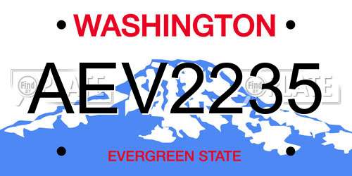 AEV2235 Washington License Plate