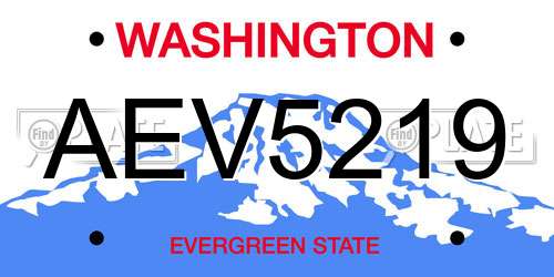 AEV5219 Washington License Plate
