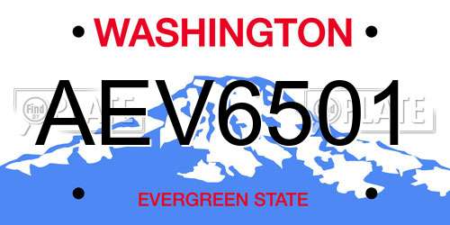 AEV6501 Washington License Plate