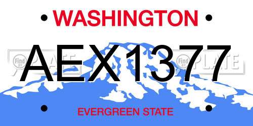 AEX1377 Washington License Plate