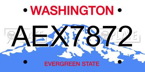 AEX7872 Washington License Plate