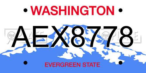 AEX8778 Washington License Plate