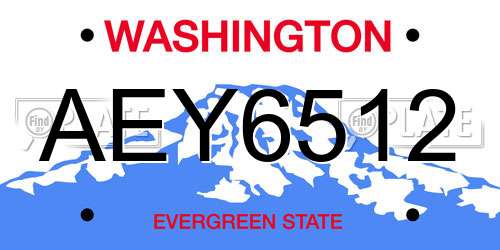 AEY6512 Washington License Plate