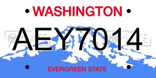 AEY7014 Washington License Plate