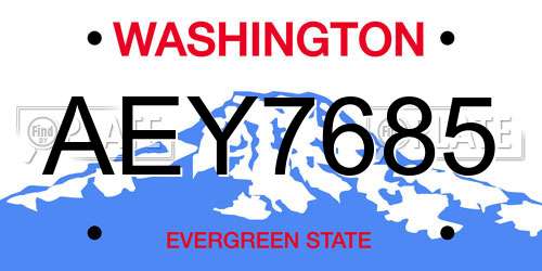 AEY7685 Washington License Plate