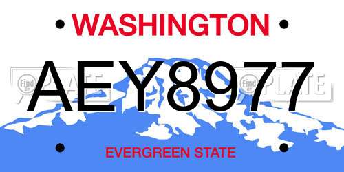AEY8977 Washington License Plate