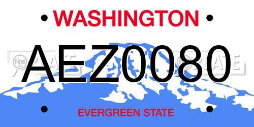 AEZ0080 Washington License Plate