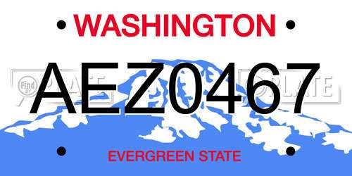 AEZ0467 Washington License Plate