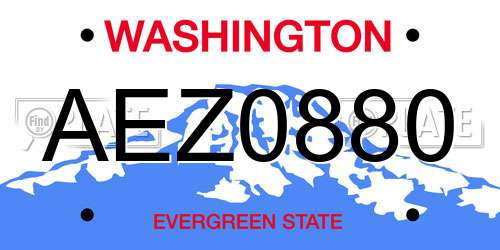 AEZ0880 Washington License Plate