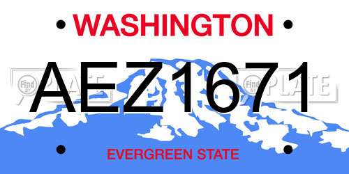 AEZ1671 Washington License Plate