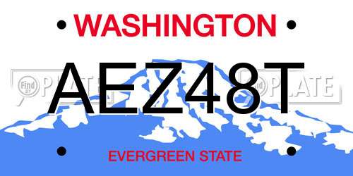 AEZ48T Washington License Plate