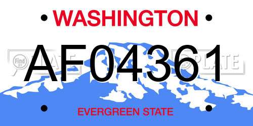 AF04361 Washington License Plate