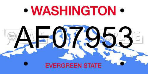 AF07953 Washington License Plate