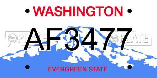 AF3477 Washington License Plate