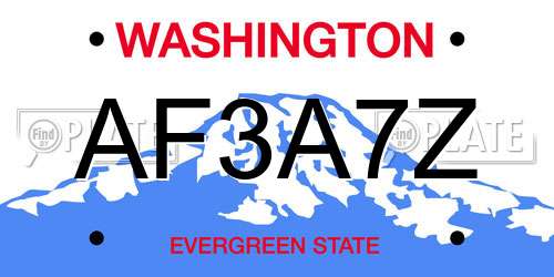 AF3A7Z Washington License Plate