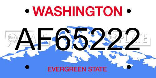 AF65222 Washington License Plate