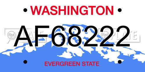 AF68222 Washington License Plate