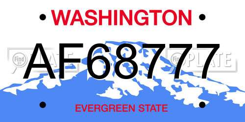 AF68777 Washington License Plate