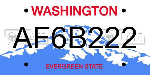 AF6B222 Washington License Plate