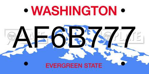 AF6B777 Washington License Plate
