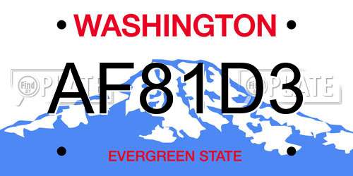 AF81D3 Washington License Plate
