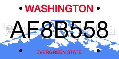 AF8B558 Washington License Plate