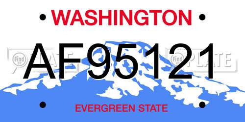 AF95121 Washington License Plate