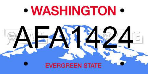 AFA1424 Washington License Plate
