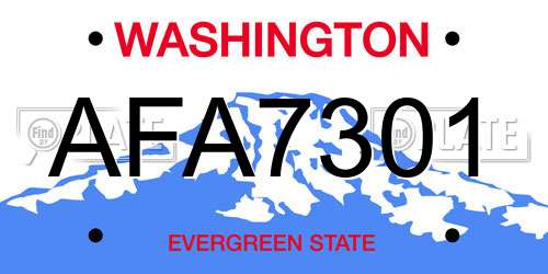 AFA7301 Washington License Plate