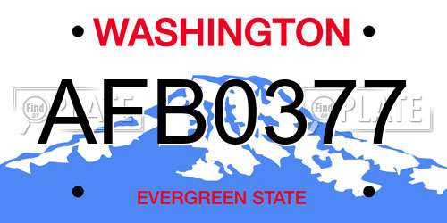AFB0377 Washington License Plate