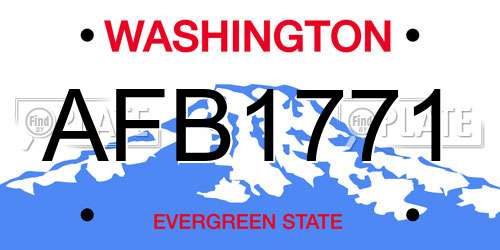 AFB1771 Washington License Plate