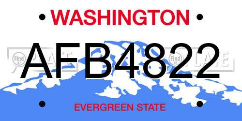 AFB4822 Washington License Plate