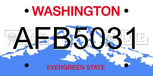 AFB5031 Washington License Plate