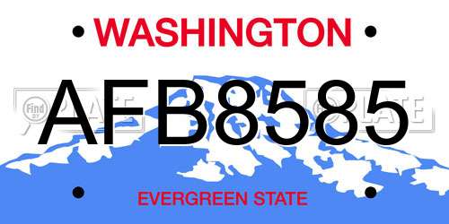 AFB8585 Washington License Plate