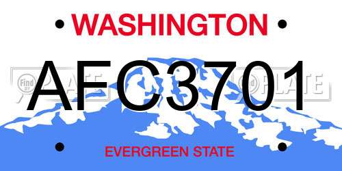 AFC3701 Washington License Plate