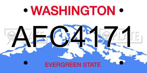 AFC4171 Washington License Plate