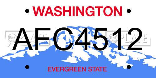 AFC4512 Washington License Plate