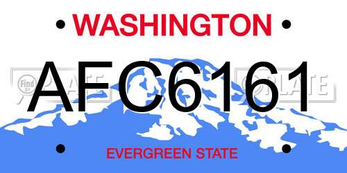 AFC6161 Washington License Plate