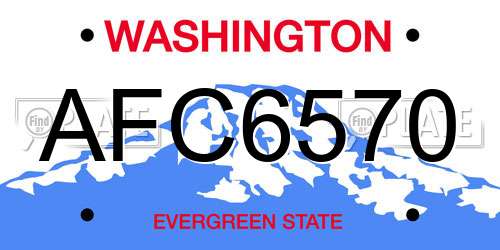 AFC6570 Washington License Plate