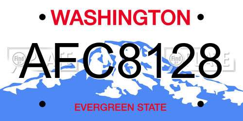 AFC8128 Washington License Plate