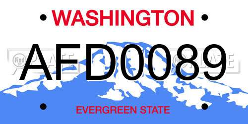 AFD0089 Washington License Plate